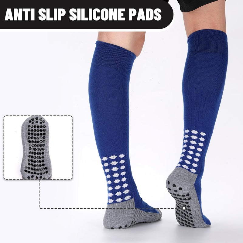 Regilt 3 Pairs Grip Soccer Socks Men Cushioned Non Slip Football Basketball Sports Socks Knee High Long Socks - Image 4